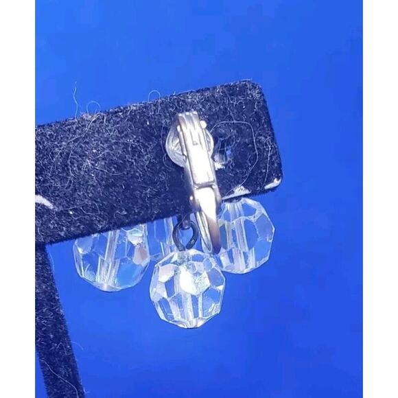 Vintage Earrings Clip Clear Faceted AB Crystal Dangle 1950 Fancy cha Cha Moves - Picture 5 of 10